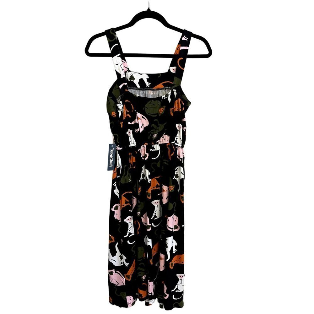 NWT ModCloth Black Midi Monkey Dress S - Picture 8 of 9